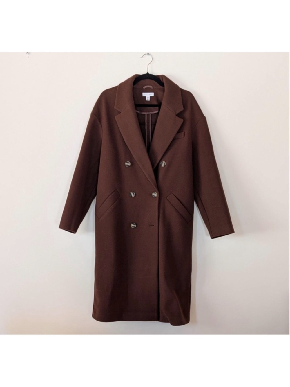 Topshop Brown Pea Coat Double Breasted Size 2